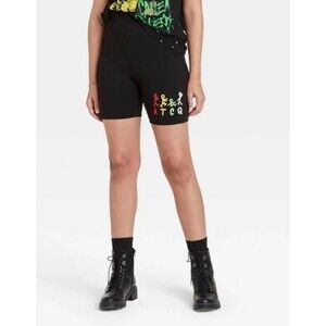 NEW NWT Black Sz XS Elastic Waist A Tribe Called Quest Stretchy Bike Shorts